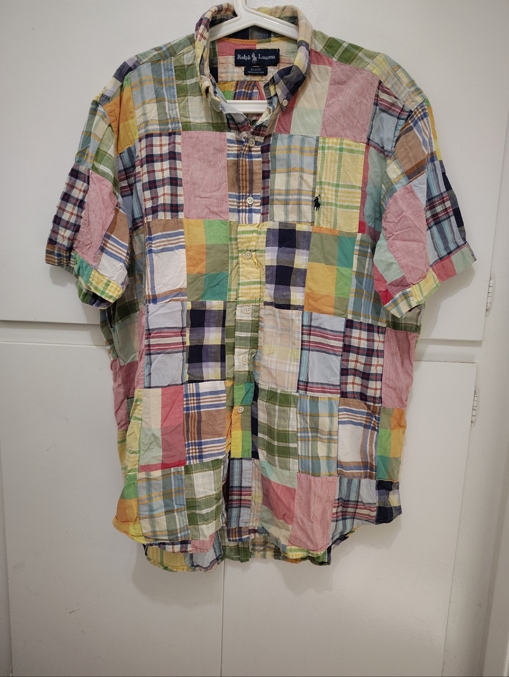 Vintage Ralph Lauren Blue Label Blake Shirt Size L Madras Patchwork - India